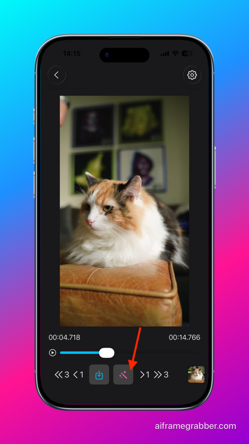 AI Frame Grabber app showing the Auto Pick Best Frames button for automatic frame selection
